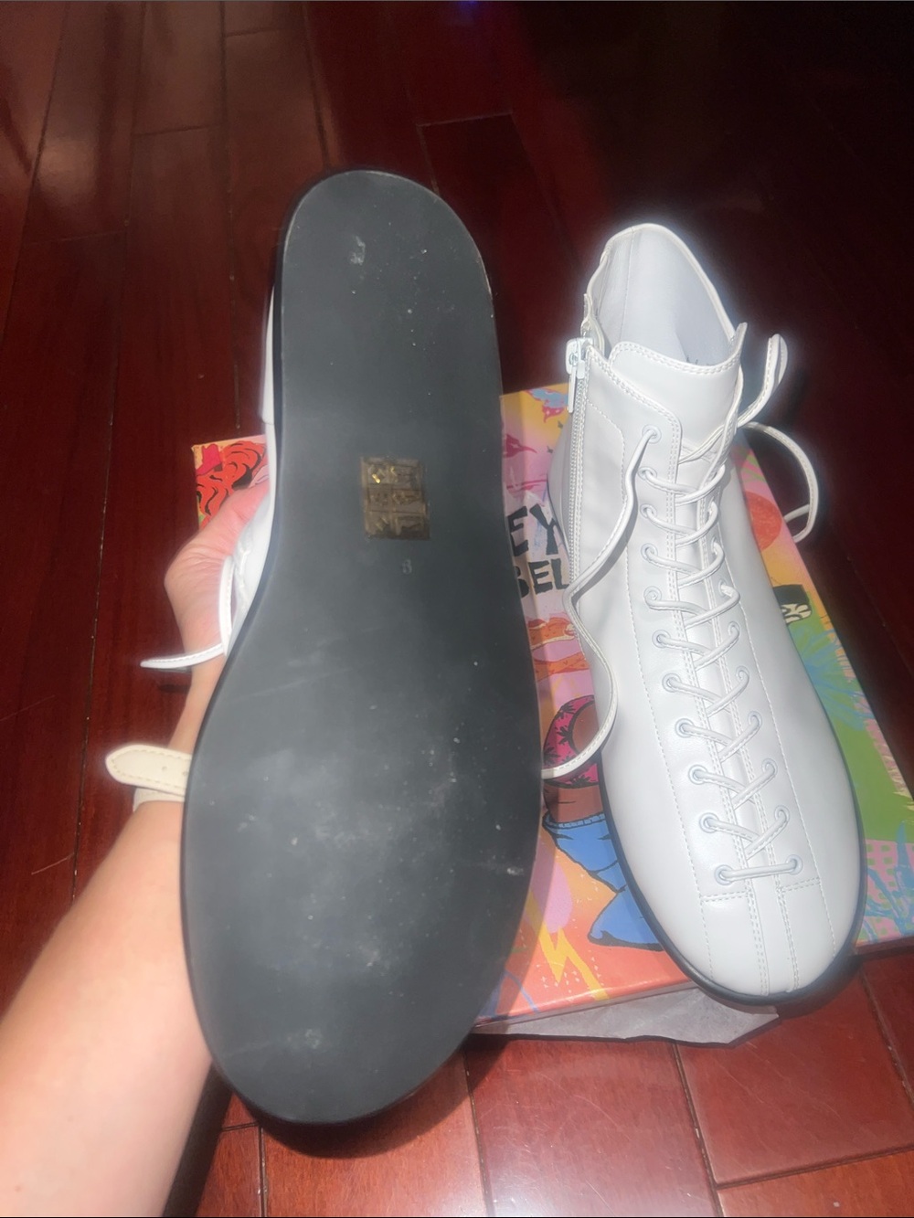 Jeffrey Campbell Boxxed White Lace-Up Ankle Boot sneakers - Picture 4 of 5